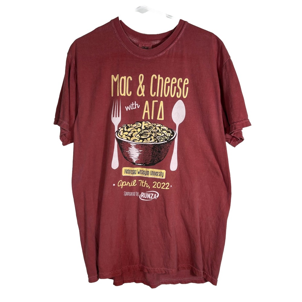 Comfort Colors Alpha Gamma Delta Mac & Cheese NWU Sorority Graphic Tee Maroon L
